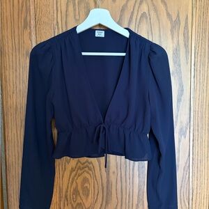 Sunday Best Navy V-Neck Blouse